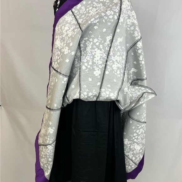 White House Black Market Fit and Flare Black/Purple Floral Dress - Picture 5 of 7